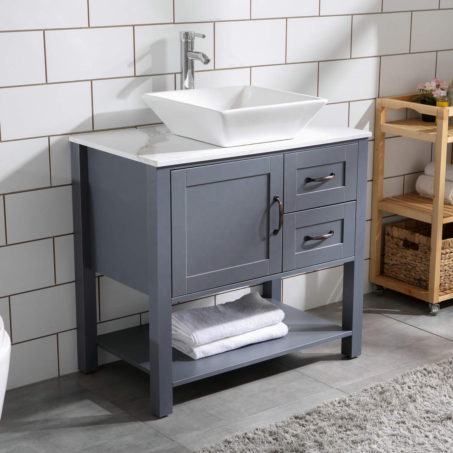 Luxury Modern Bathroom Storage Sink PVC Melamine Bathroom